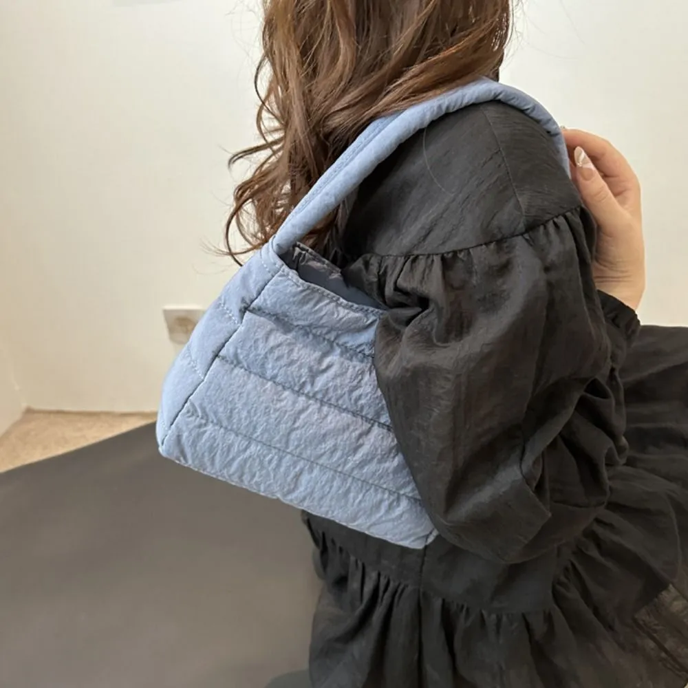 Borsa a tracolla imbottita quadrata trapuntata in nylon con spallacci larghi, imbottita sottobraccio, leggera in tela, borsa a mano per la scuola_voghion.com
