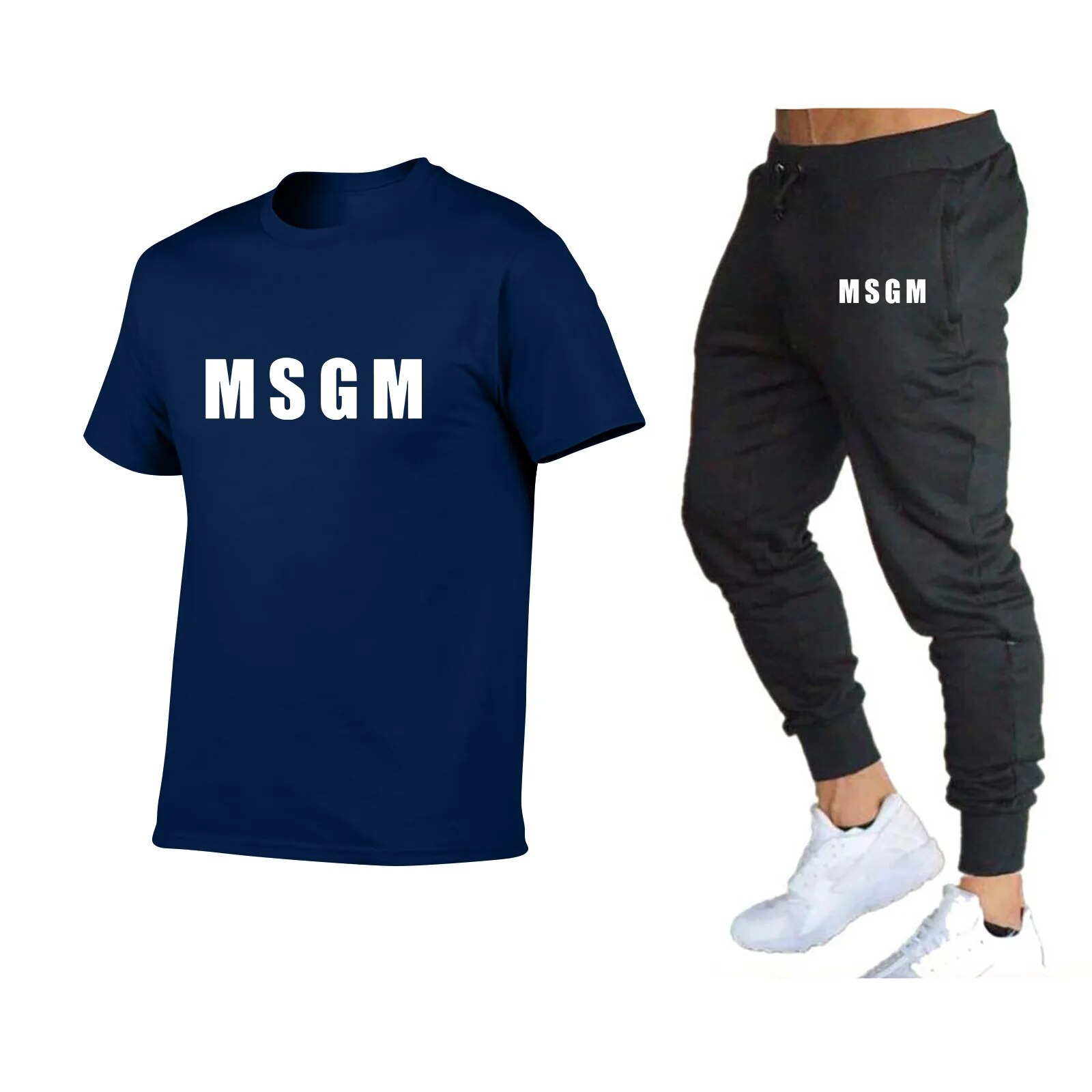 New Casual Jogging Short-sleeved Shorts Suit Men's Running Training Sports Leisure Comfortable and Breathable_voghion.com