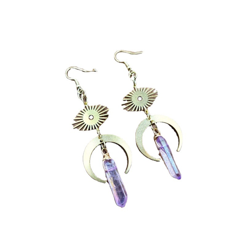 Ohrringe Lila Kristall Mond Ohrringe_voghion.com