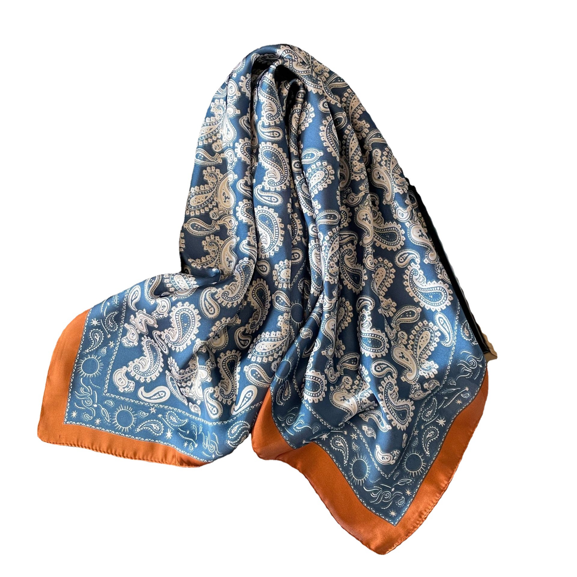 Sciarpa decorativa piccola a scialle da donna in raso quadrato di seta coreana con fiore pianta coreana di nuovo stile 70 cm_voghion.com