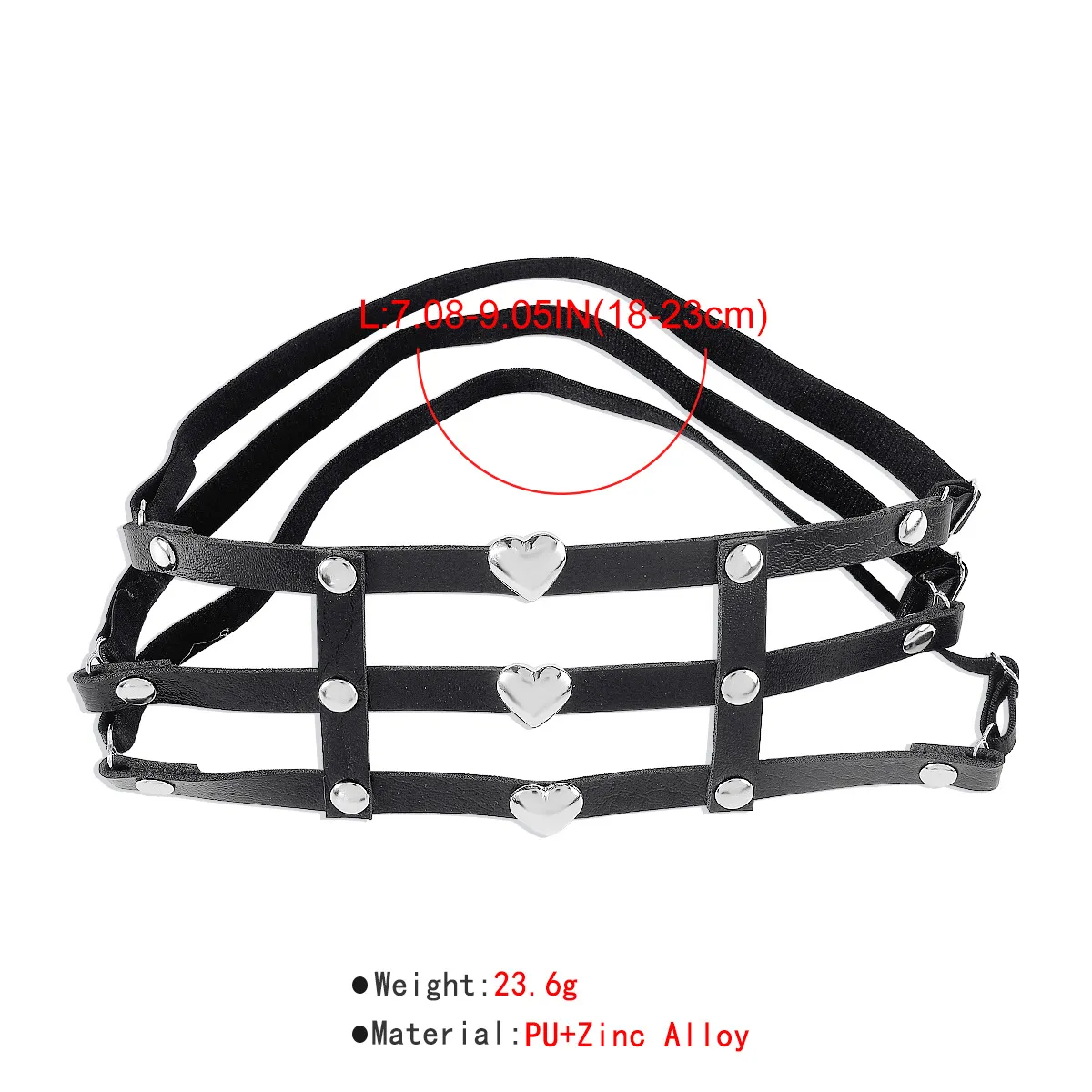 Fußkettchen 2023 Sexy Gothic PU-Leder Nieten Beinring Punk Cool Pats Mädchen Pfirsich Herz Oberschenkelkette Weibliche Körperzubehör_voghion.com