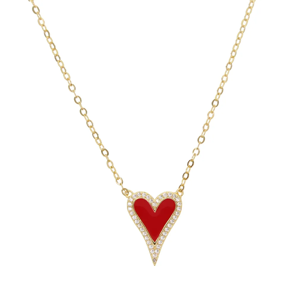 Collane con ciondolo minimali e delicate, con zirconi trasparenti, rosse, bianche e nere, in smalto a forma di cuore, regalo per amanti dei gioielli da donna_voghion.com