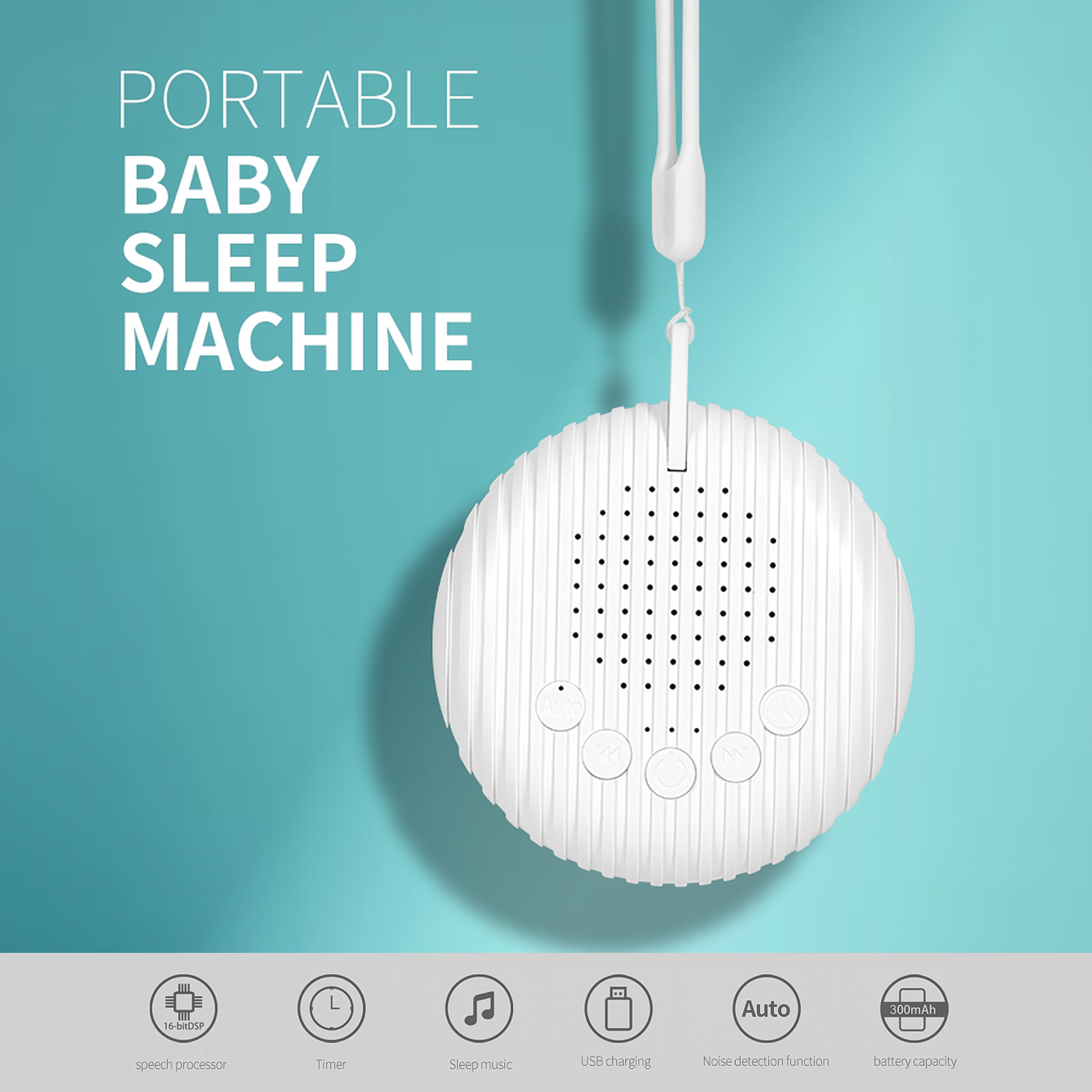 Baby White Noise Machine USB Rechargeable Timed Shutdown Sound Machine Sleep Soother Relaxation Monitor For Baby Adult Office_voghion.com