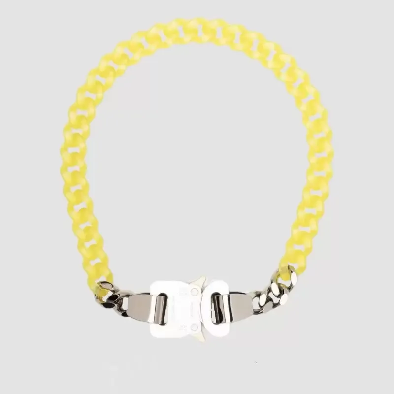 Ķēdes 1017 ALYX 9SM Krāsa PVC Caurspīdīga Kubas Ķēdes Metāla Lock Kaklarota Eiropas un Amerikas vienkāršās modes hiphops_voghion.com