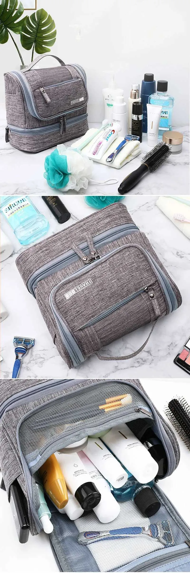 Geantă cosmetică portabilă impermeabilă pentru bărbați, pentru călătorii, capacitate mare de depozitare, curățenie chimică, geantă de toaletă pentru femei Y241023_voghion.com