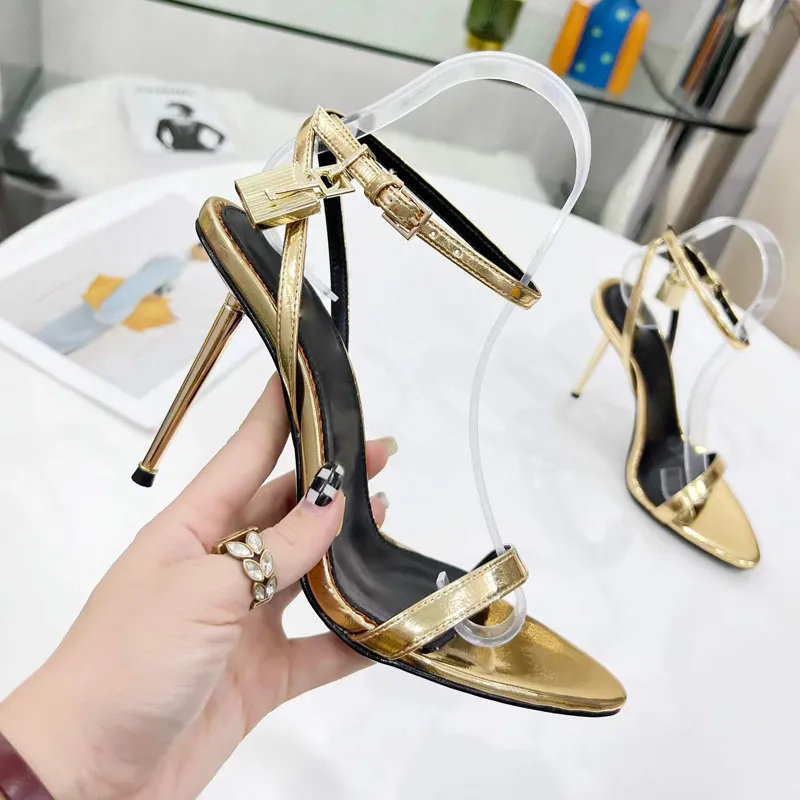 Nejnovější módní sandály na jehlovém podpatku 10,5 cm Dámské značkové vysoké podpatky, letní sandály, kotníkové šaty, shoefactory_voghion.com