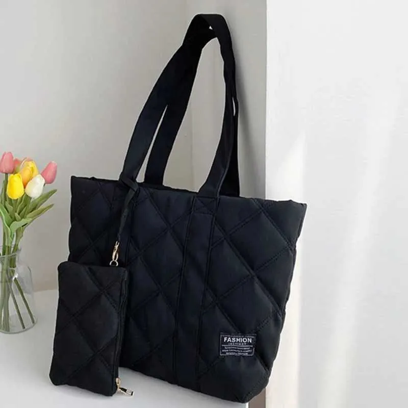 Sac à main pour femme automne/hiver mode losange espace coton costume sac à bandoulière grande capacité couleur unie tout-assorti_voghion.com