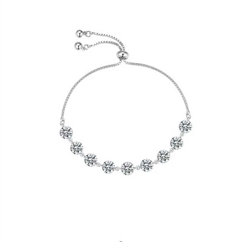 Crystal Zircon Bracelet For Women Adjustable Silver Colour Bangle_voghion.com