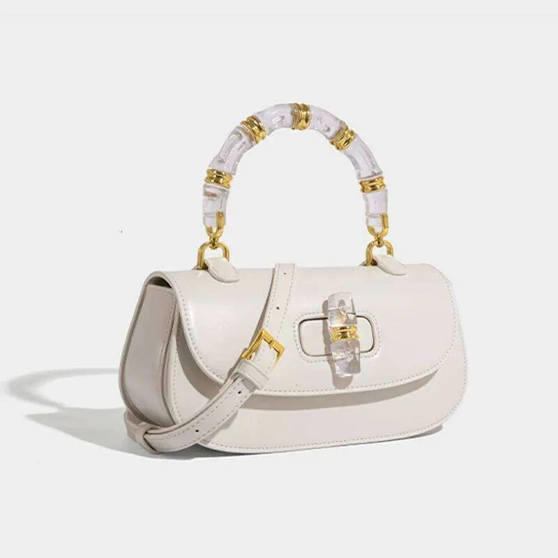 Borsa a mano in bambù super bella, borsa a tracolla in pelle rosa con lucchetto, nuova, di alta qualità, retrò, da donna, Saddle_voghion.com