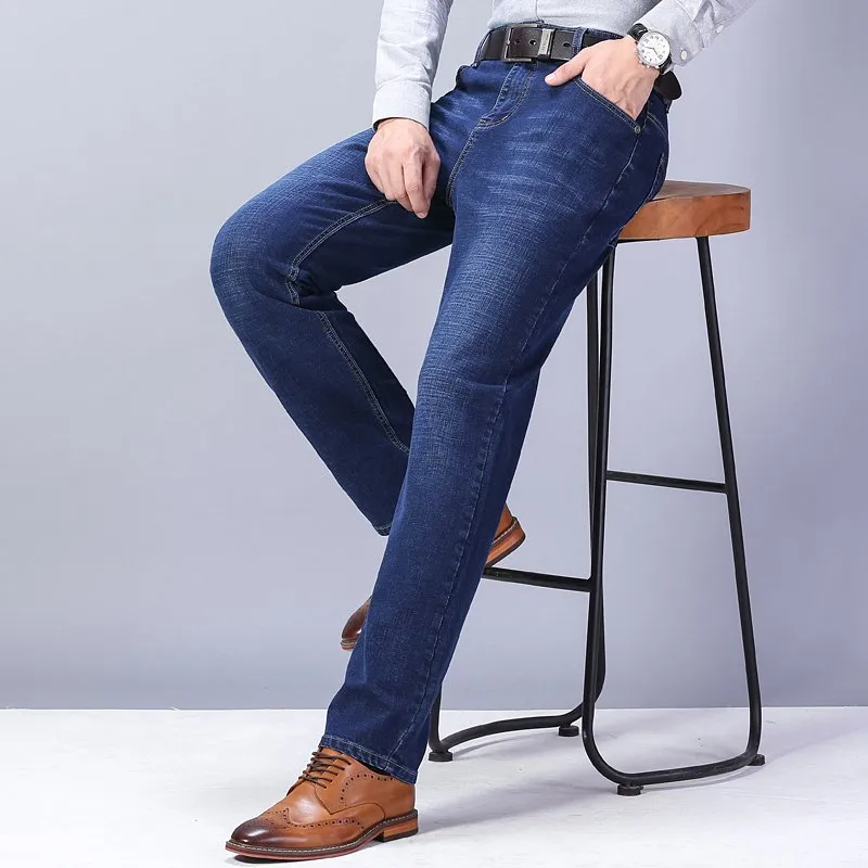 Marque Hommes Femme Droit Élastique Coton Jeans Hommes Fi Busin Décontracté Style Classique Jean Denim Pantalon Pantalon Grande Taille28-40_voghion.com