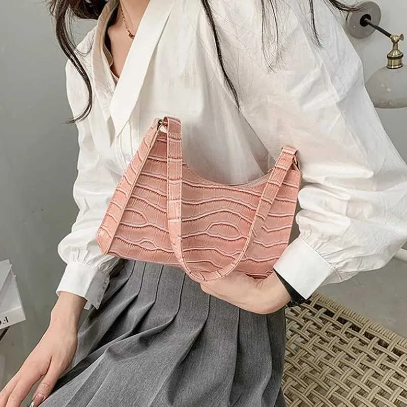 Borsa a tracolla con motivo in pietra alla moda, piccola borsa quadrata in pelle PU, tendenza, per intimo da donna Y241123_voghion.com