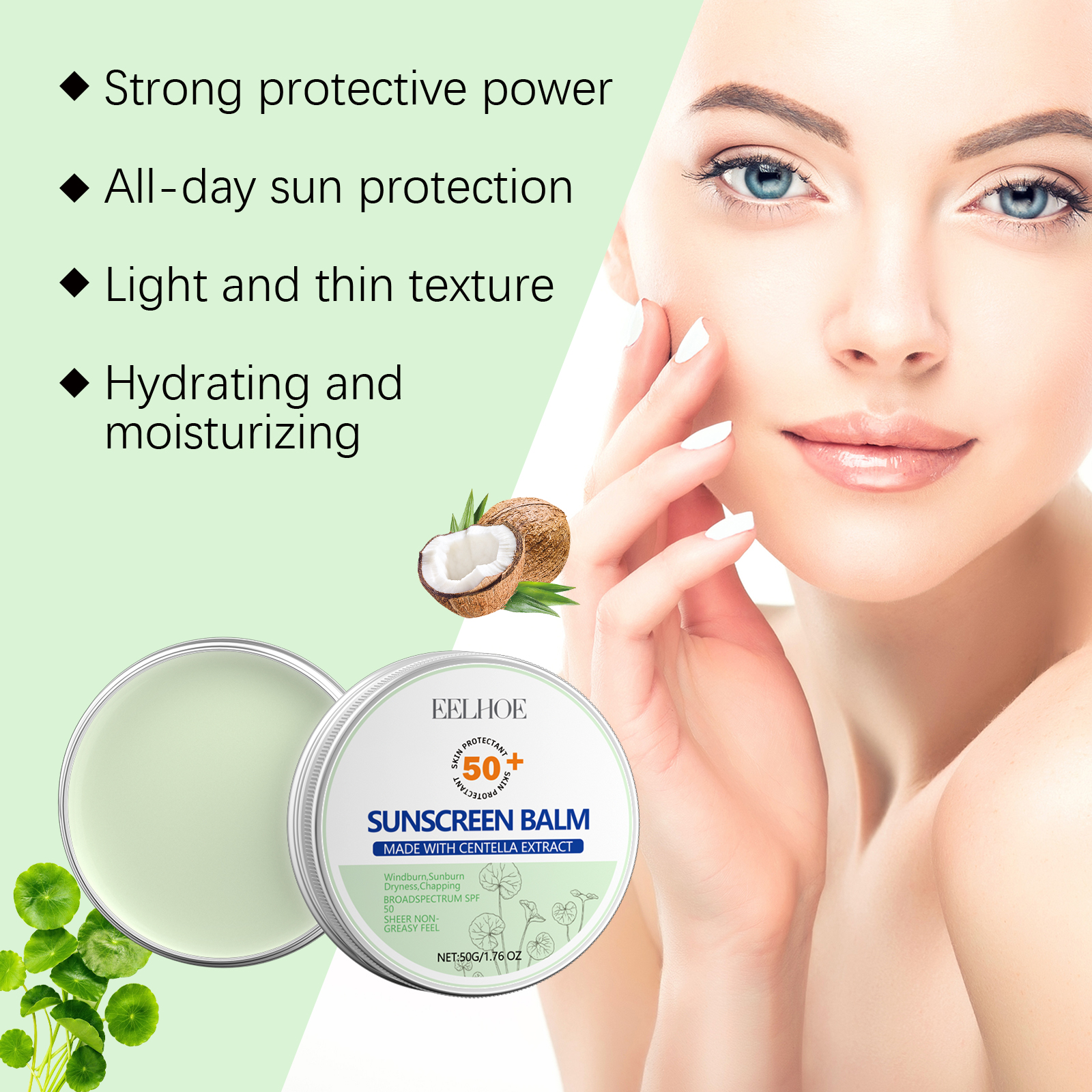 Eelhoe Centella Protective Cream Summer Uv Isolation Refreshing Non-Sticky Moisturizing Protective Cream_voghion.com