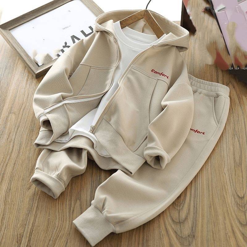 ​​Boys' Sportswear Set Autumn Long Sleeve Hoodie & Pants Two-Piece Outfit For Kids Breathable Polyester, Comfort Fit, Stylish Letter Print​​