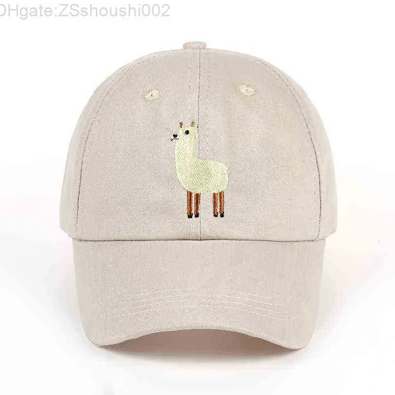 Kšiltovky Předchozí novinka Unisex Alpaca Embroidery Nastavitelná čepice pro otce Muži Ženy Roztomilá černá béžová baseballová čepice 22031_voghion.com