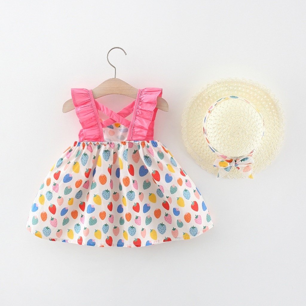 Sommerkleid für Mädchen, rosa, Neckholder, Prinzessinnenkleid, Strand, Hawaii-Geburtstagspartykleid (Mädchen 0–3 Jahre alt), lässiges Puffkleid_voghion.com