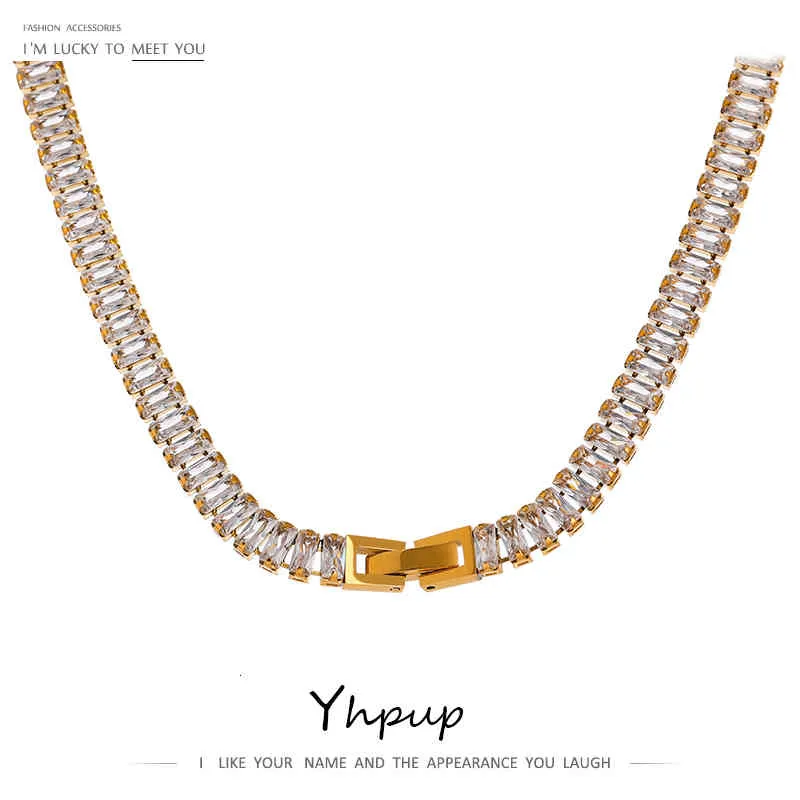 Collana in acciaio inossidabile 316l Yhpup con zirconi cubici lucidi, regalo di nozze per donna 2022_voghion.com