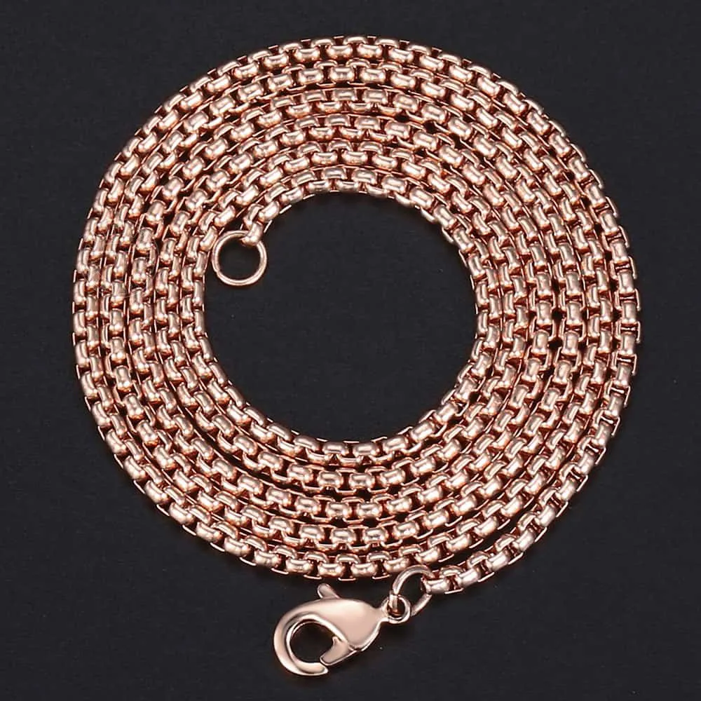 Chaînes Collier pour femme en acier inoxydable couleur or rose Chaîne à mailles pour femmes et hommes 18-24 pouces KKN555_voghion.com
