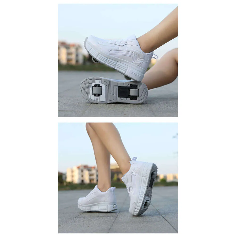 Roller Sneaker Outdoor Indoor Skating Detachable Kids Skates Breathable Blade Boy Flying Shoes Gear White 32_voghion.com