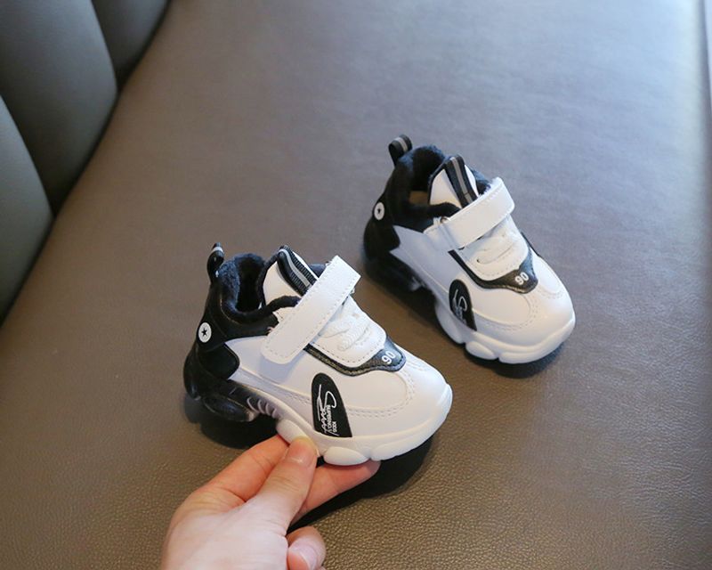 Ausverkauf Kinder Baumwolle 2024 Winter Jungen und Mädchen Sneaker Fleece-ed Warm Kleinkind Baby Weiß Schuhe_voghion.com