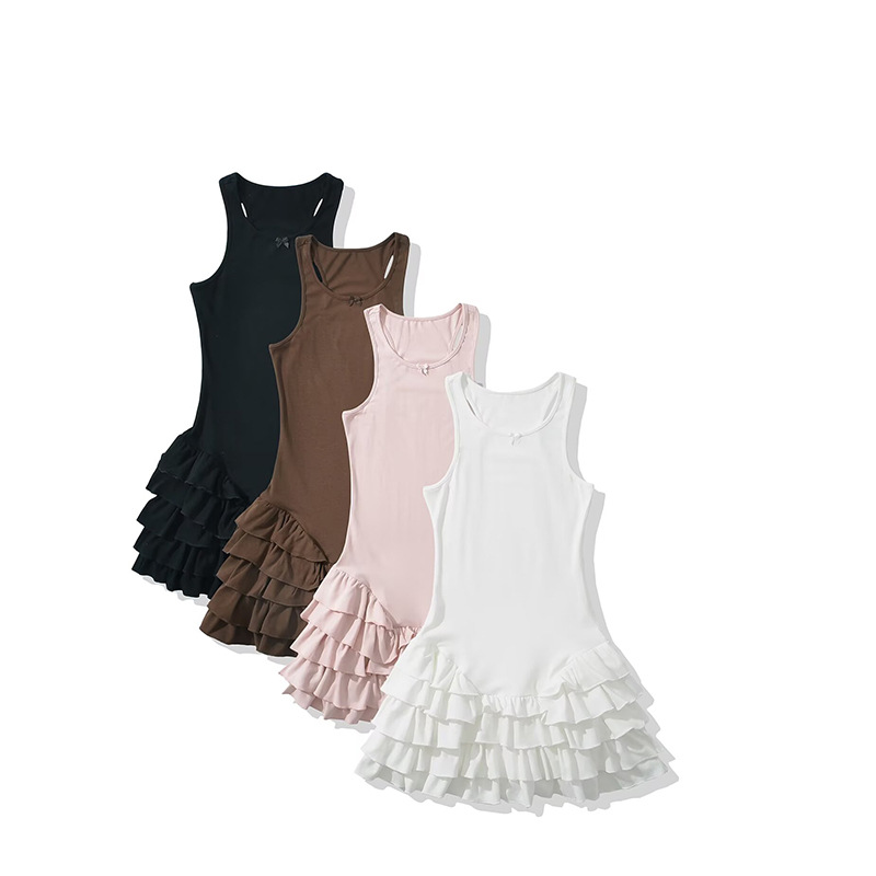 Women's Clothing Spring New Fashion Design Ruffle Lace Splicing Sleeveless Dress