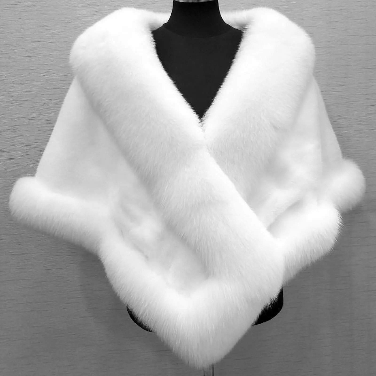 Sciarpe Scialle da abito di grandi dimensioni Poncho da donna in pelliccia oversize Sciarpa elegante da sera soffice_voghion.com