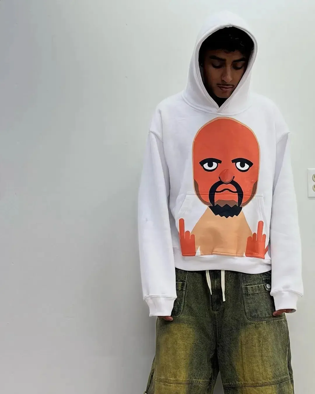 American Retro Tongue Printing Hooded Pure Cotton Sweatshirt Mens and Womens Loose Top streetwear haikyuu Y2K clothing_voghion.com