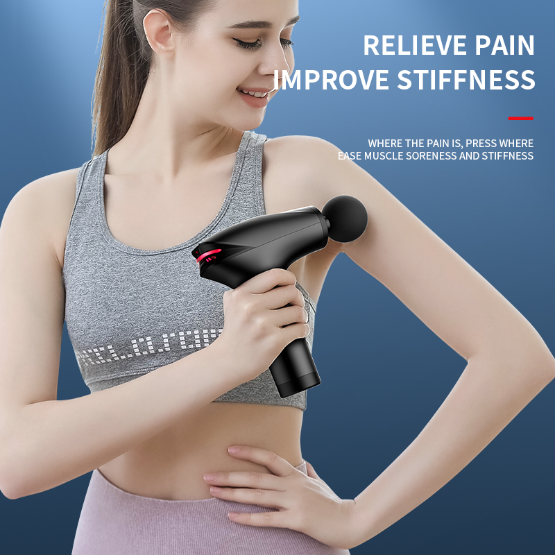 Pārnēsājams masāžas pistoles perkusijas pistoles masieris Profesionāls dziļo muskuļu masieris ķermeņa kaklam muguras relaksācijai fitnesa novājēšanai_voghion.com