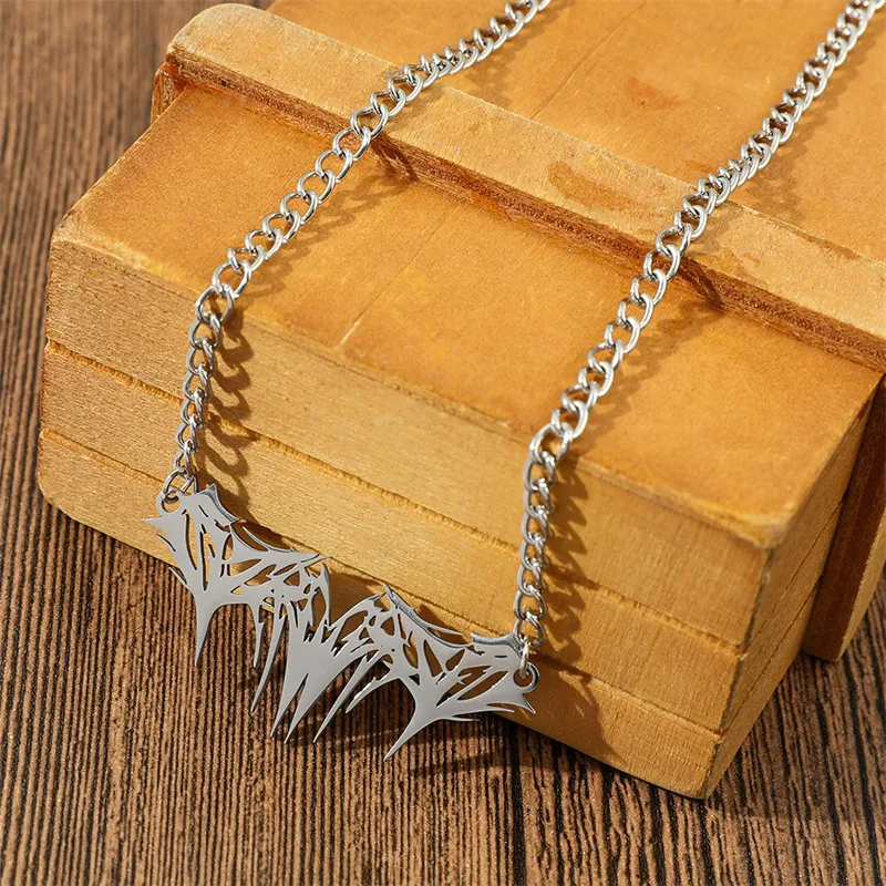 Colliers pendentifs minimalistes en acier inoxydable avec épines, couleur argent, mode femme homme, hip hop, rock, bijoux punk_voghion.com