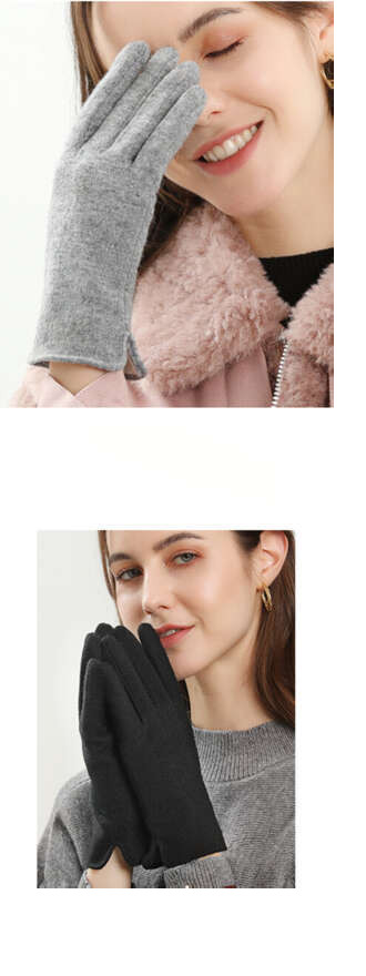Korean Autumn And Winter Treasure! Velvet Windproof Touch Screen Gloves, A Must-have For Women's Outdoor Warmth_voghion.com