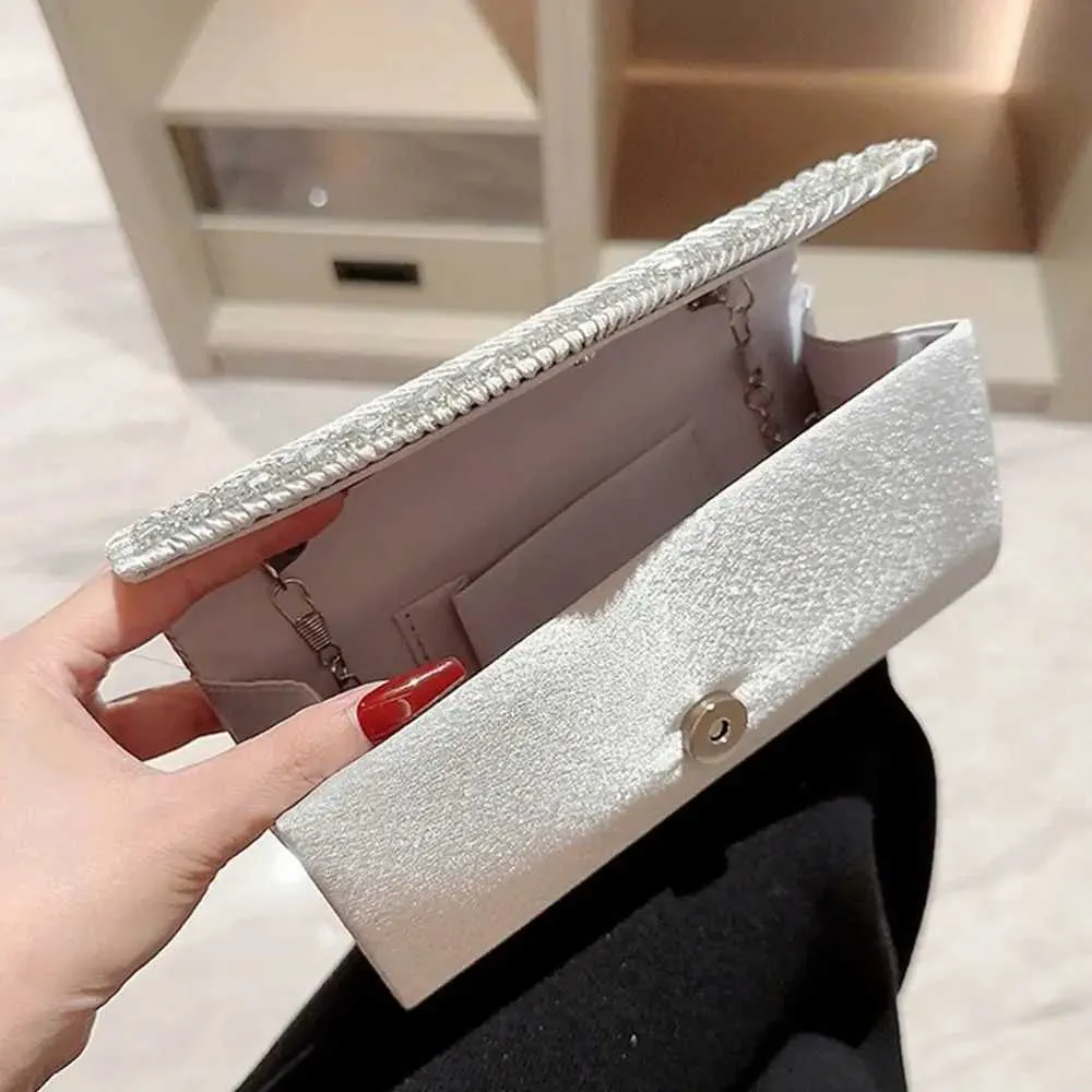 Borsa da sera con tracolla a catena alla moda, da sposa, da festa, con paillettes, da donna, borsa da banchetto scintillante Y241019_voghion.com