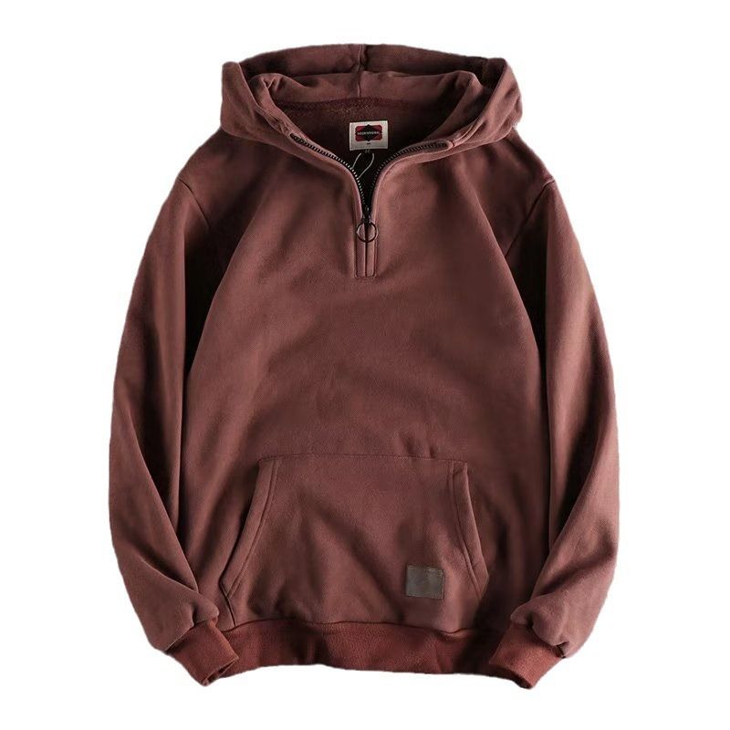 American Mode lässig halboffener Hals 2023 Herbst Jugendjacke dick geschlungen Wollpullover für Herren Felpa con cappuccio Trend_voghion.com