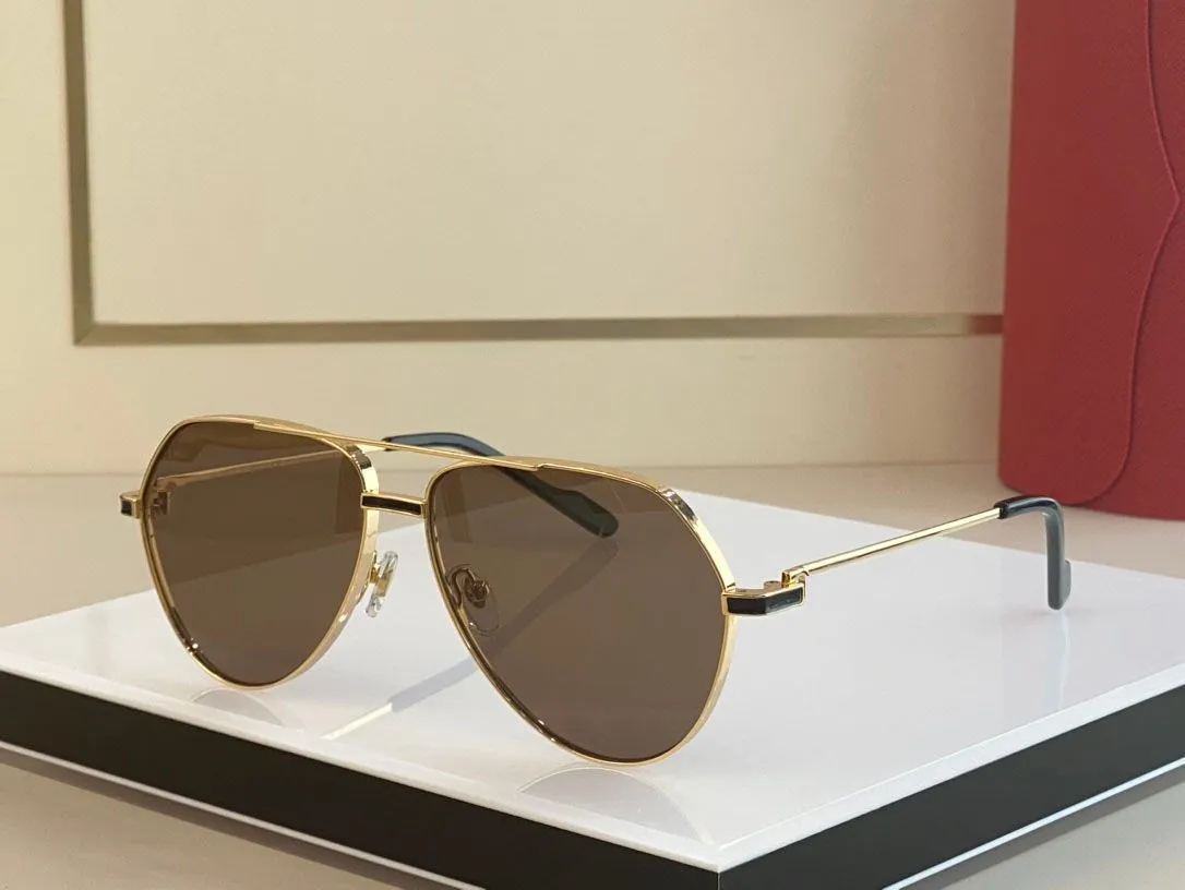 Klasyczne damskie okulary przeciwsłoneczne ze złotą metalową oprawką, soczewki typu pilot, modna ochrona UV dla mężczyzn_voghion.com
