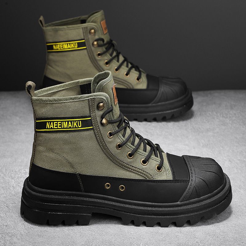 Martin High Top Herbst neue dicke Unterseite Canvas lässige Sportstiefel Herren Arbeitskleidung All Match Motorrad kurze_voghion.com