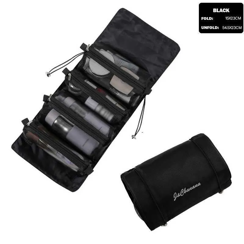 Borsa porta pennelli da trucco pieghevole in nylon con cerniera 4 in 1, indipendente da donna, Y241023_voghion.com