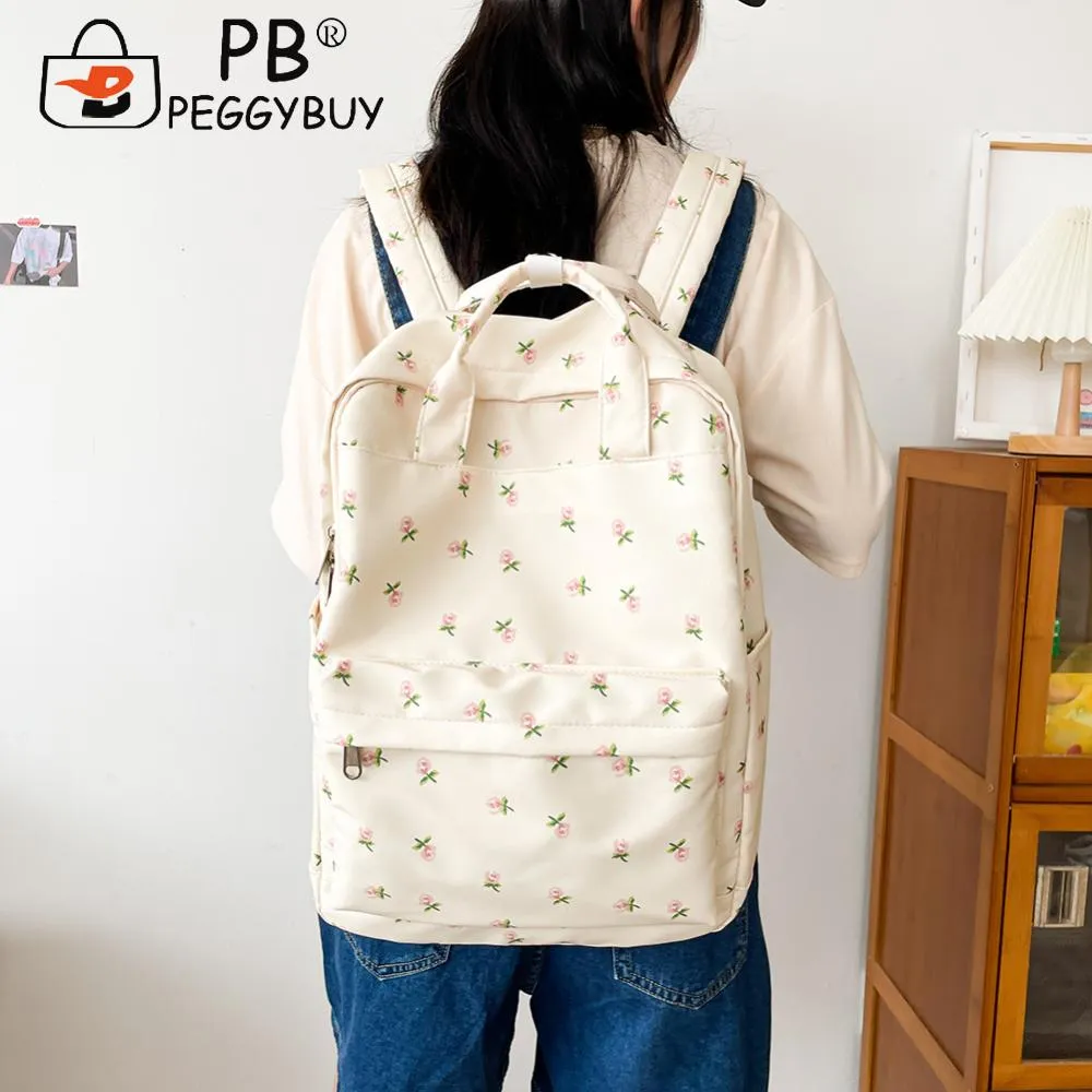 Zaino da donna, per studenti universitari, grande capacità, in tela, casual, floreale, con tracolla regolabile, per ragazze adolescenti_voghion.com