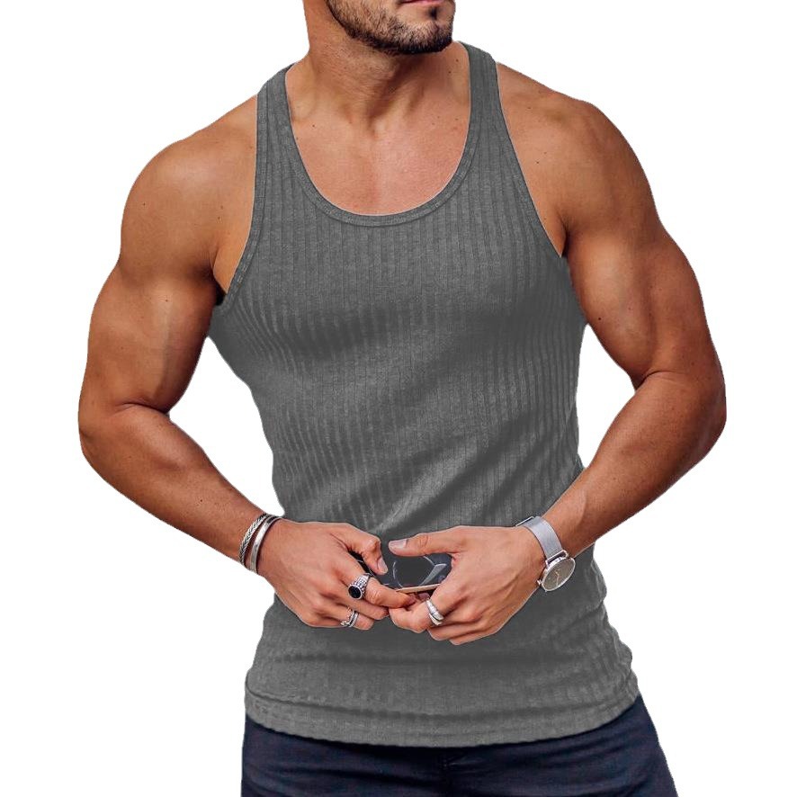 men's clothing new summer knitted solid color fitness sports slim fit vest men's clothing_voghion.com