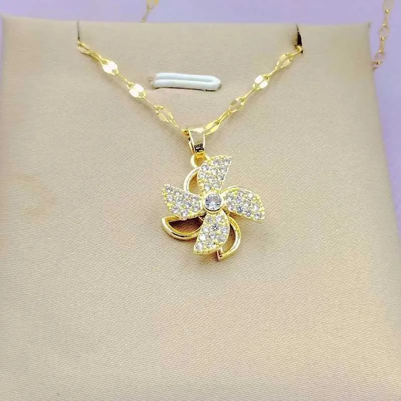 Rotatable Windmill Pendant Necklace For Women Elegant Fashion Style_voghion.com