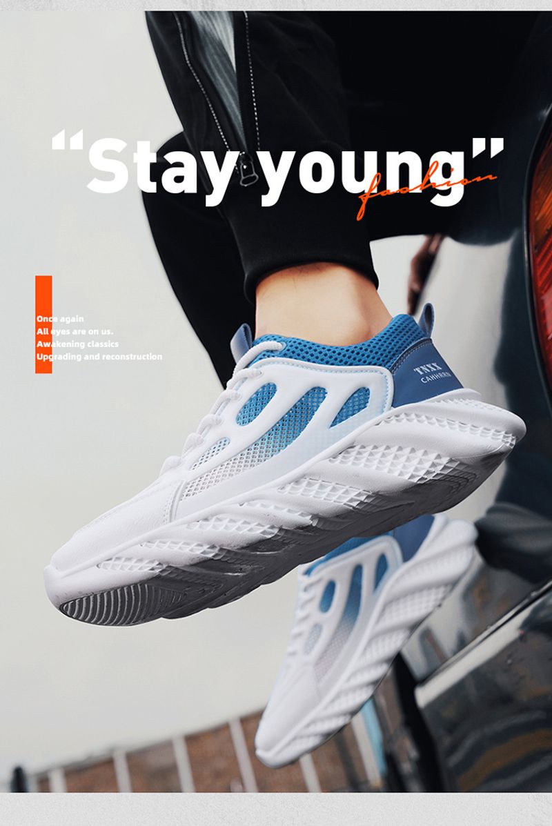 Męskie nowe wiosenne oddychające trampki męskie codzienne sportowe grube podeszwy antypoślizgowe buty z siateczki_voghion.com