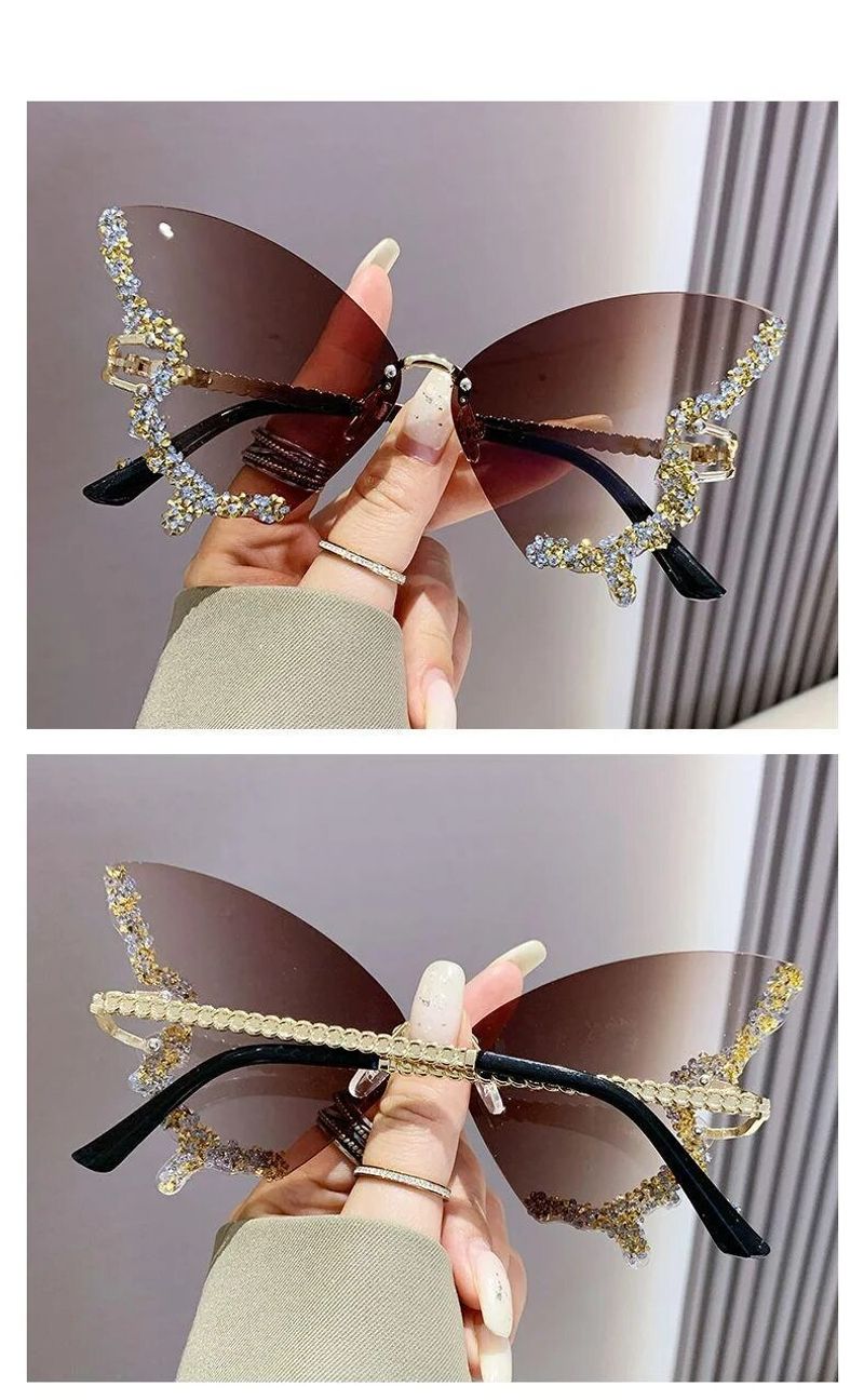 2024 Internet celebrity frame with diamond inlaid butterfly glasses for women's high-end sunglasses, UV resistant_voghion.com