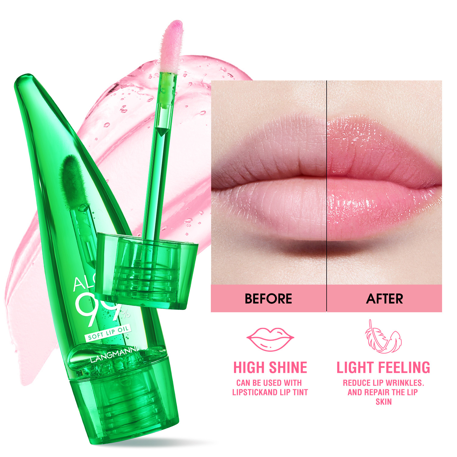 Aloe Vera Gloss Temperature Changing Glaze Moisturizing Balm Lip Oil_voghion.com