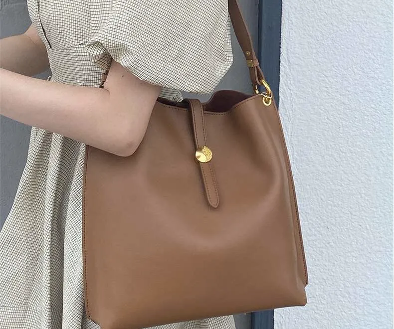 Bolsa de ombro em pele grande capacidade mala de senhora_voghion.com
