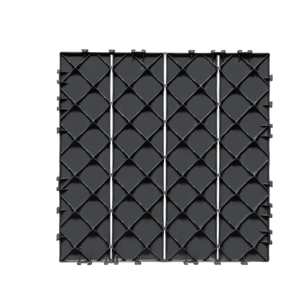 Interlocking Deck Tiles Weatherproof Outdoor Flooring Dark Grey_voghion.com