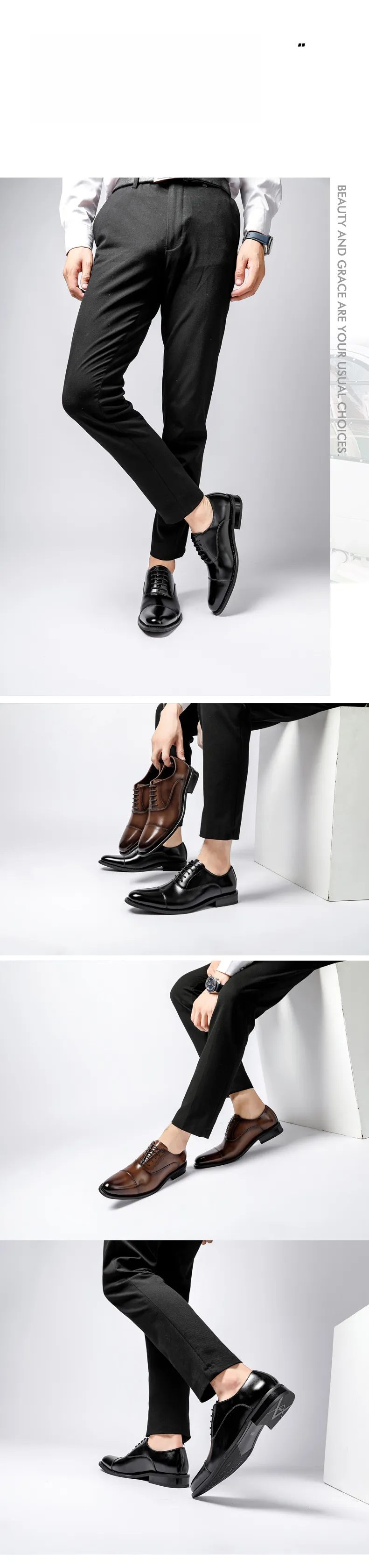 Verslo Oksfordo formalūs vyriški natūralios odos paaukštinti batai, britiško stiliaus, Lhshoe_voghion.com