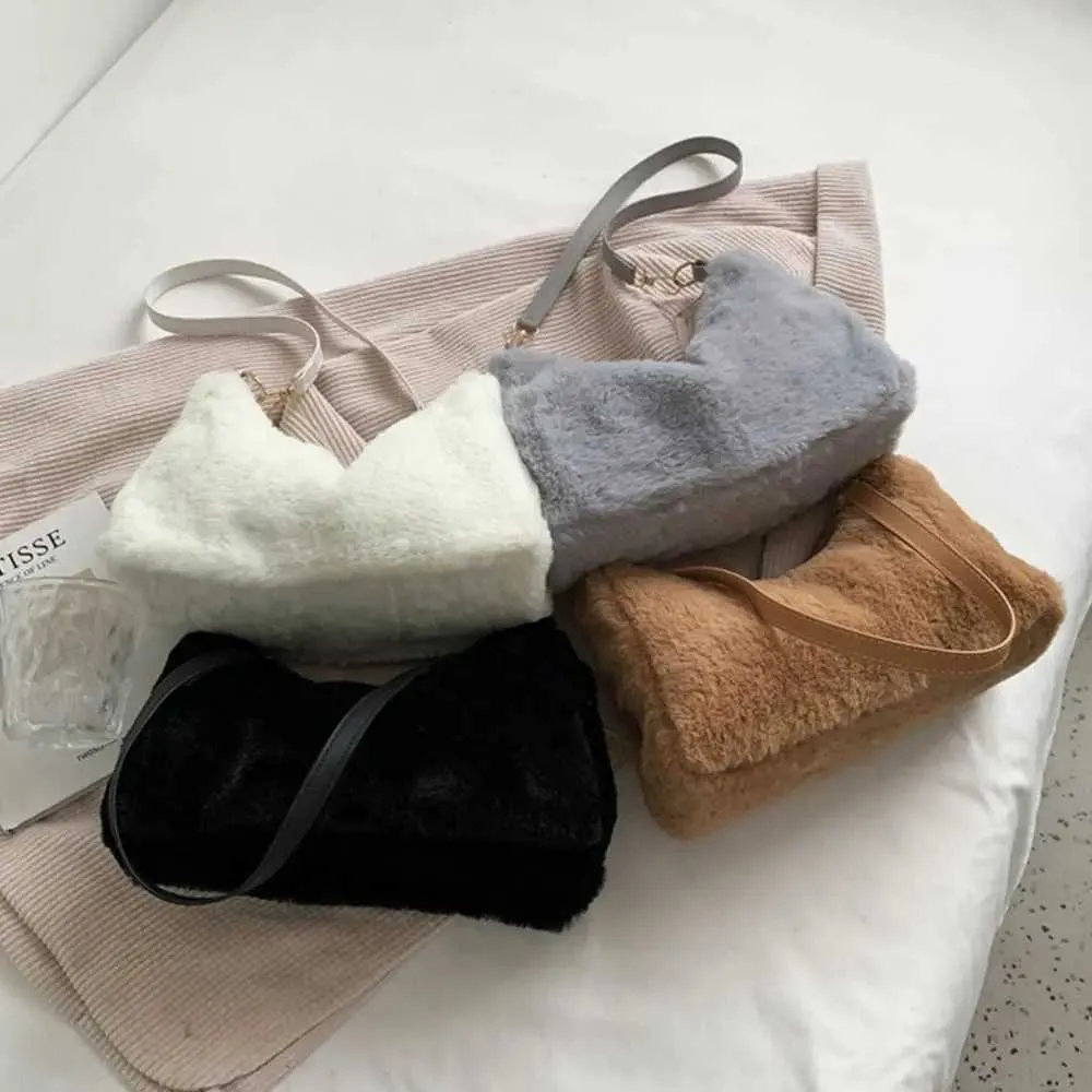 Womens Fi shoulder womens underwear bag soft plush handbag Y241025_voghion.com