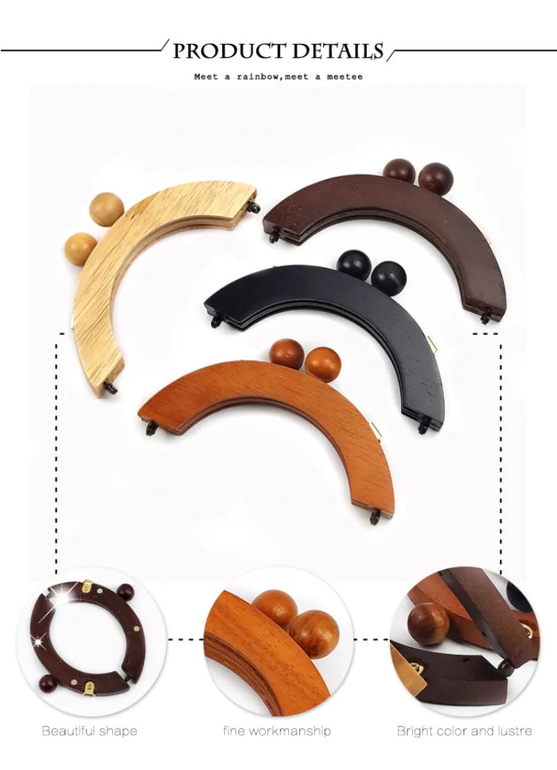 Deepeel Taschengriff aus Holz, 14/20 cm, Geldbörsenrahmen, Kussverschluss für Handtaschen, Geldbörse, DIY, handgefertigte Nähklammern, Taschen_voghion.com