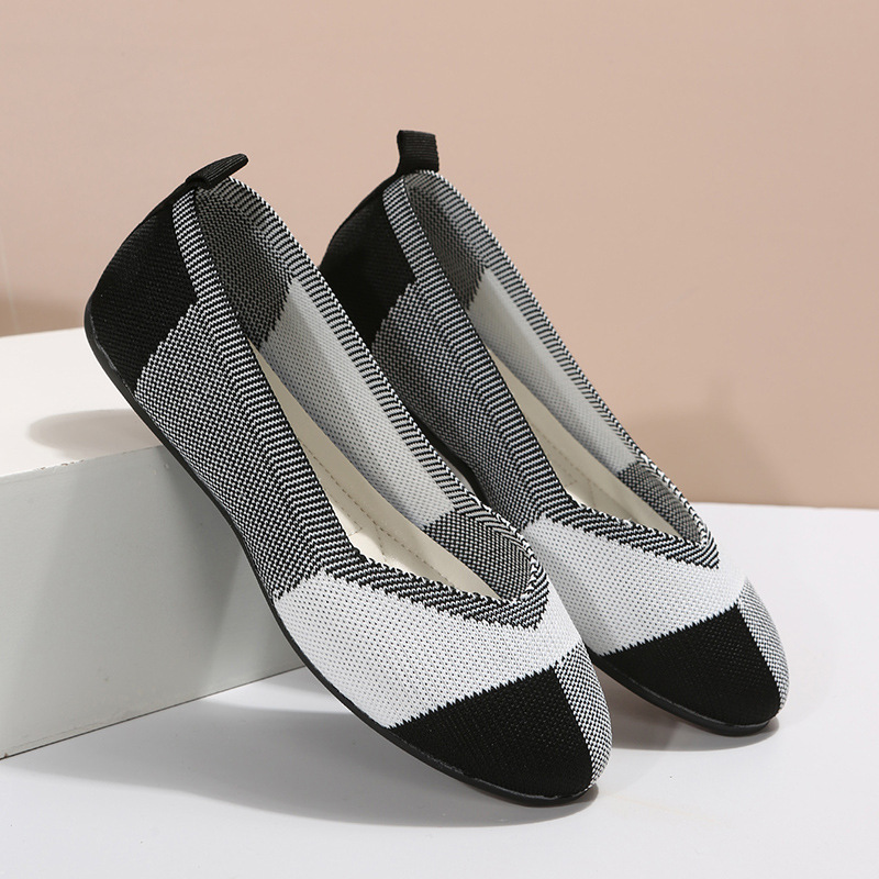 Women's matching color light mouth round head lazy loafers_voghion.com