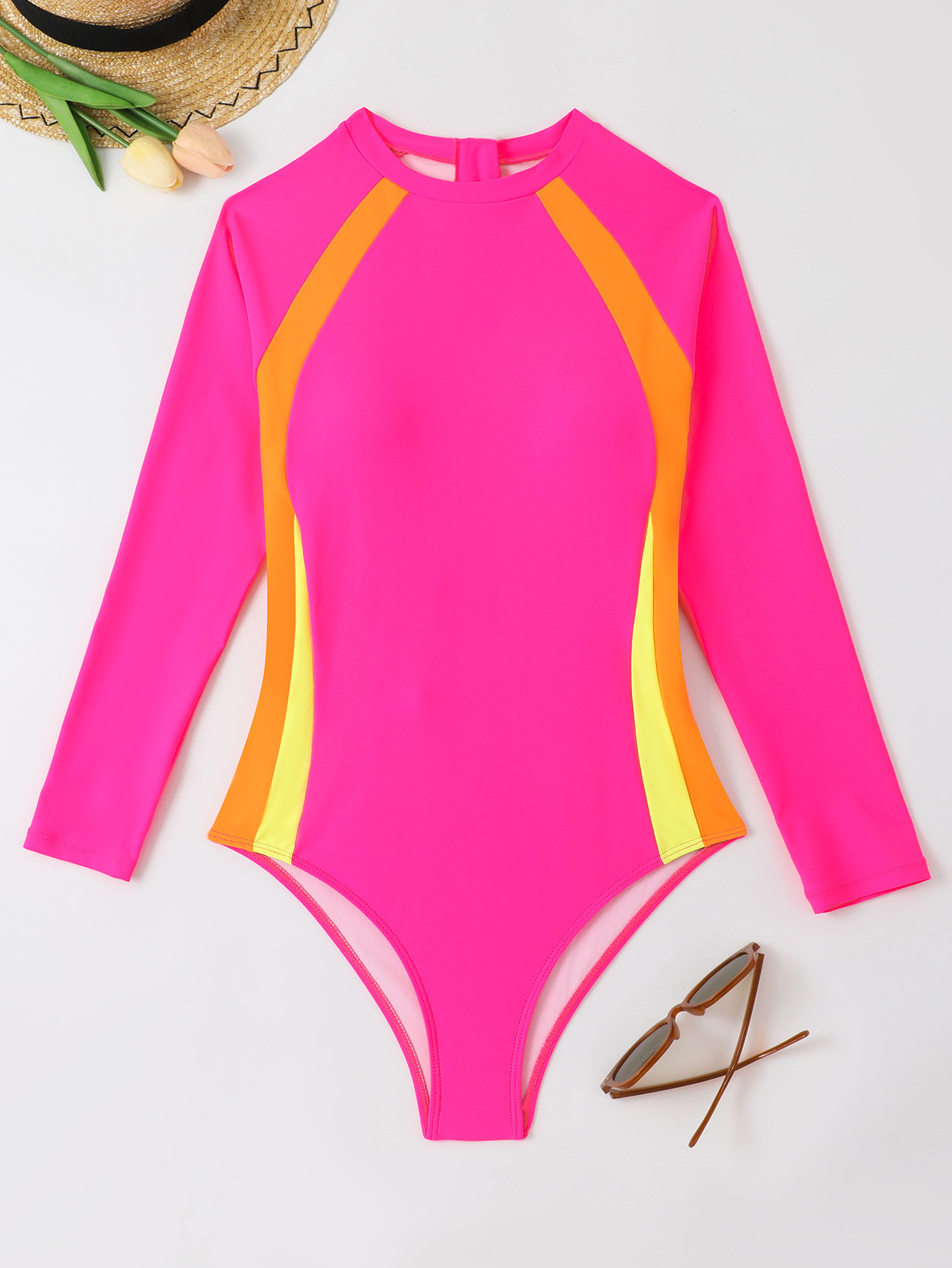 Women's sexy multi-color spliced ​​one-piece bikini women's swimsuit_voghion.com