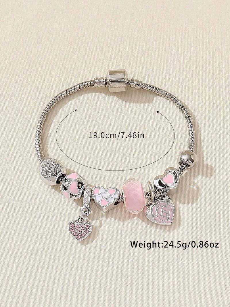 Tropf Rose Herz Mode DIY Malerei Öl Liebe Wasser Kristall Laterne Perlen Damen Armband_voghion.com