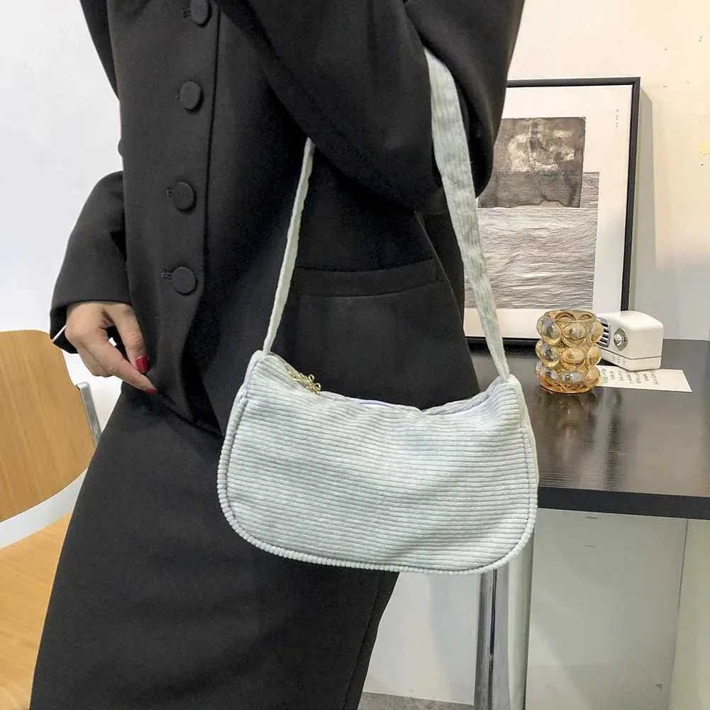 Petit sac à main à bandoulière pour femme, couleur unie, avec poignée supérieure, style rétro, en velours côtelé, collection automne-hiver, C241105_voghion.com