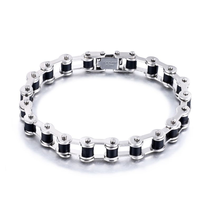 Bracciale da uomo con ciondolo a forma di catena per bicicletta in acciaio inossidabile, stile trendy e di personalità._voghion.com